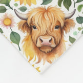 Niedliche Highland Cows & Yellow Sunflower Blume Fleecedecke (Ecke)