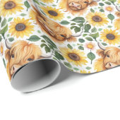Niedliche Highland Cows & Yellow Sunflower Blume Geschenkpapier (Rolleneckpunkt)