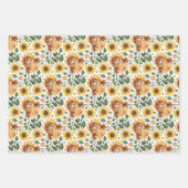 Niedliche Highland Cows & Yellow Sunflower Blume Geschenkpapier Set (Vorderseite 2)