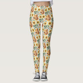 Niedliche Highland Cows & Yellow Sunflower Blume Leggings (Vorderseite)