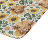 Niedliche Highland Cows & Yellow Sunflower Blume Schneidebrett (Ecke)