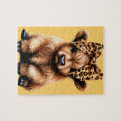 Niedliche Highland Kuh mit Bow Yellow Puzzle (Horizontal)