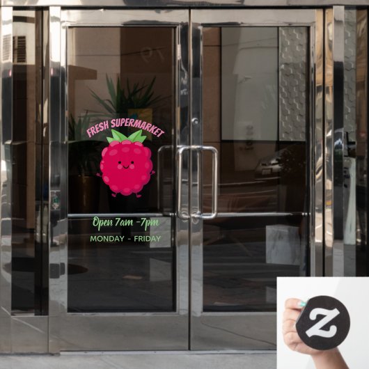 Niedliche Himbeere-Cartoon-Abbildung Fensteraufkleber (Büro Tür)