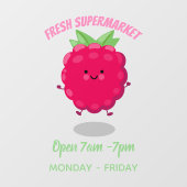 Niedliche Himbeere-Cartoon-Abbildung Fensteraufkleber (Blatt)