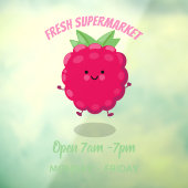 Niedliche Himbeere-Cartoon-Abbildung Fensteraufkleber (Blatt 3)