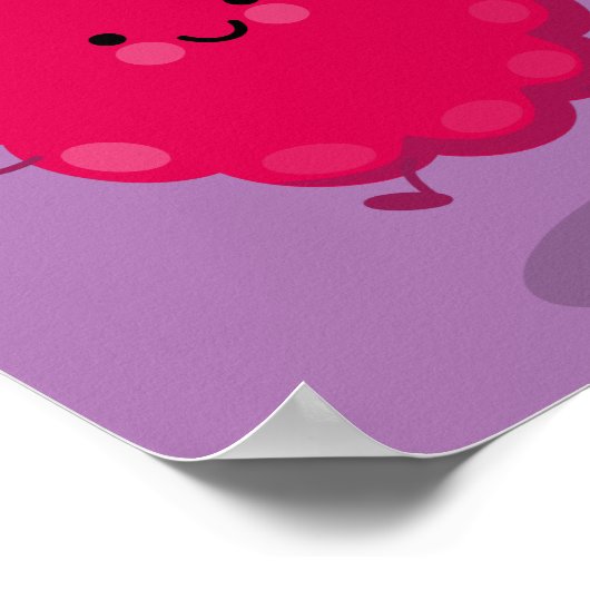 Niedliche Himbeere-Cartoon-Abbildung Poster (Ecke)