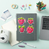 niedliche Himbeeren aus Kawaii Aufkleber (iPad Hülle)