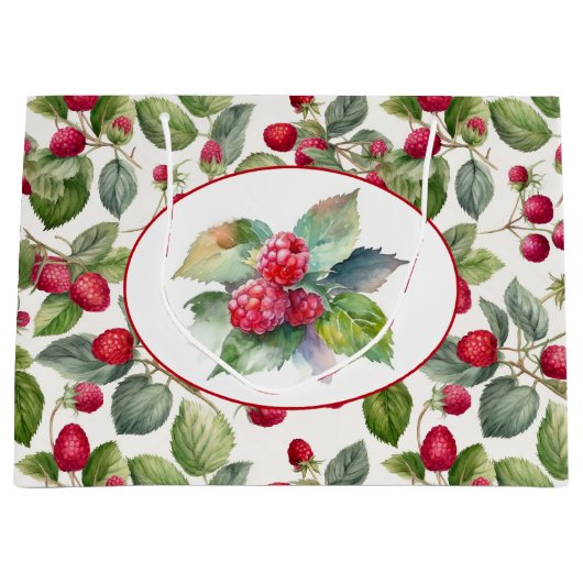 Niedliche Himbeeren Wasserfarbe Große Geschenktüte (Vorderseite)