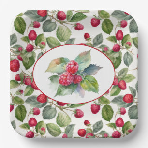 Niedliche Himbeeren Wasserfarbe Pappteller