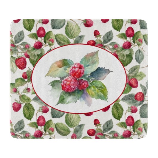 Niedliche Himbeeren Wasserfarbe Schneidebrett (Vorderseite)