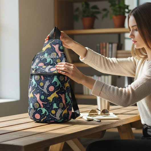 Niedliche Himmelskatzen Personalisiert Crossbody Bag