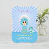 Niedliche Himmlische Prinzessin mit Kitty Cat 7. G Einladung (Stehend Vorderseite)