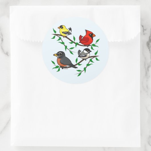 Niedliche Hinterhofvögel Runder Aufkleber (Tasche)