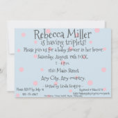 Niedliche Hintern mit Herztriplen Babydusche Einladung (Rückseite)