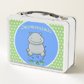 Niedliche Hippie-Cartoon-Abbildung Metall Brotdose (Rückseite)