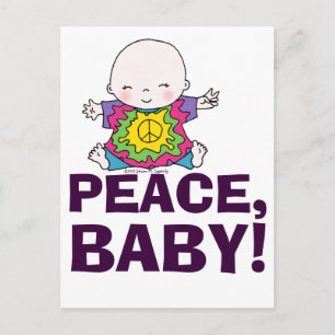 Niedliche Hippie / Hippy-Gefärbte Krawatte Peace B Postkarte