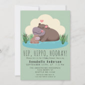 Niedliche Hippo Baby Dusche Einladung (Vorderseite)