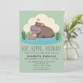 Niedliche Hippo Baby Dusche Einladung (Stehend Vorderseite)