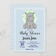 Niedliche Hippo Baby Dusche Einladungen