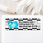 Niedliche Hippo Black & White Rücksendeadressen-Au (Insitu)