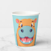 Niedliche HIPPO Face safari Wilder Dschungel Gebur Pappbecher (Rückseite)