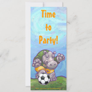 Niedliche Hippo-Fußball-Party Einladung