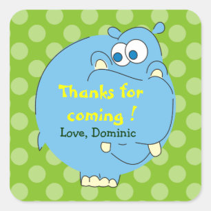 Niedliche Hippo Green Polka Dots Party Stickers