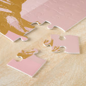 Niedliche Hippo-Illustration in Rosa und Gold Puzzle (Seite)