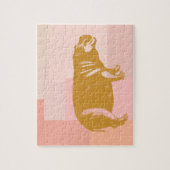Niedliche Hippo-Illustration in Rosa und Gold Puzzle (Vertikal)