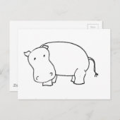 Niedliche Hippo-Linie zeichnend Postkarte (Vorne/Hinten)