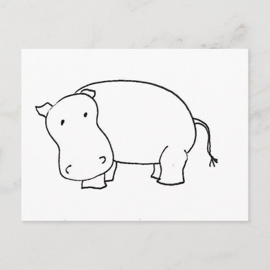 Niedliche Hippo-Linie zeichnend Postkarte (Vorderseite)