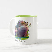 Niedliche Hippo-Mama und Baby Personalisiert Zweifarbige Tasse (Vorderseite Links)