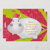 Niedliche Hippo Personalisierte Weihnachtsgrüße Feiertagskarte (Vorne/Hinten)