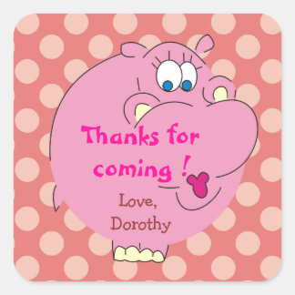 Niedliche Hippo Pink Polka Dots Party Stickers
