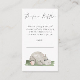 Niedliche Hippo Script Diaper Raffle Baby Dusche Begleitkarte