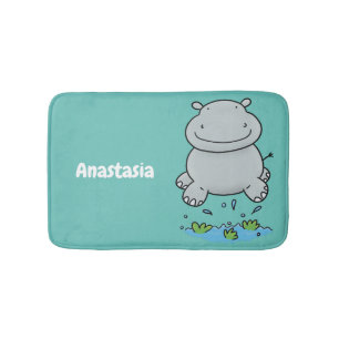 Niedliche Hippo Springen Cartoon-Abbildung Badematte