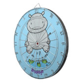 Niedliche Hippo Springen Cartoon-Abbildung Dartscheibe (Vorderseite rechts)