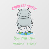 Niedliche Hippo Springen Cartoon-Abbildung Fensteraufkleber (Blatt)