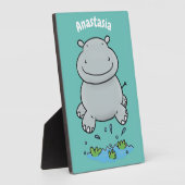 Niedliche Hippo Springen Cartoon-Abbildung Fotoplatte (Seite)