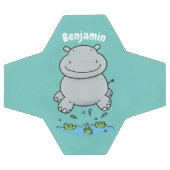 Niedliche Hippo Springen Cartoon-Abbildung Fußball (Flach)