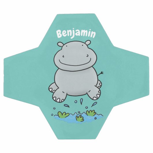 Niedliche Hippo Springen Cartoon-Abbildung Fußball (Flach)