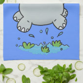 Niedliche Hippo Springen Cartoon-Abbildung Geschirrtuch (Gefaltet)