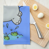 Niedliche Hippo Springen Cartoon-Abbildung Geschirrtuch (Viertel Falte)