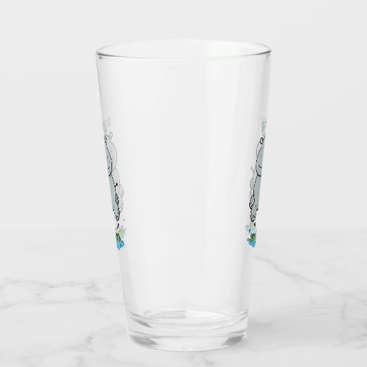 Niedliche Hippo Springen Cartoon-Abbildung Glas (Links)