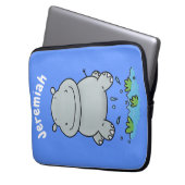 Niedliche Hippo Springen Cartoon-Abbildung Laptopschutzhülle (Vorderseite Links)