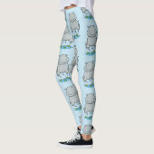 Niedliche Hippo Springen Cartoon-Abbildung Leggings (Links)