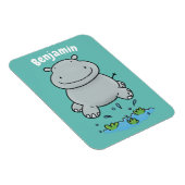 Niedliche Hippo Springen Cartoon-Abbildung Magnet (Rechte Seite)