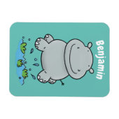 Niedliche Hippo Springen Cartoon-Abbildung Magnet (Horizontal)