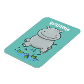 Niedliche Hippo Springen Cartoon-Abbildung Magnet (Linke Seite)