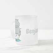 Niedliche Hippo Springen Cartoon-Abbildung Mattglastasse (Vorderseite Links)